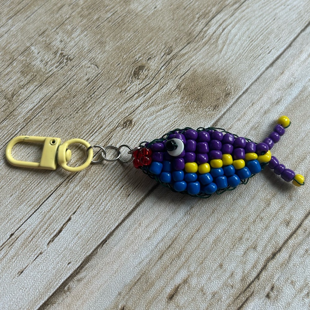 Colorful Beaded Fish Keychain